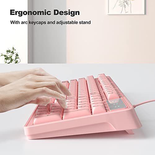 Camiysn Wire Gaming Keyboard, 7 Colorful Rainbow Backlight Classic Gaming Keyboard (Pink) - color: Pink