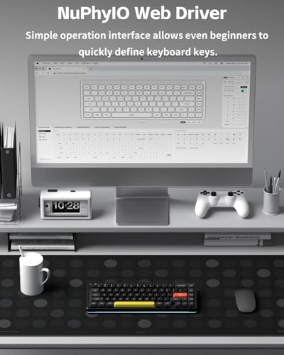 NuPhy Halo V2 IO Wireless Mechanical Keyboard with PBT Keycaps,Hot Swappable Custom Gaming Keyboard,Aluminum Alloy Frame,RGB Backlit,Gasket Structure,BT5.0/USB-C/2.4GHz Low Latency Office Keyboards - color: 96% Layout Black, size: Blush Max Switch