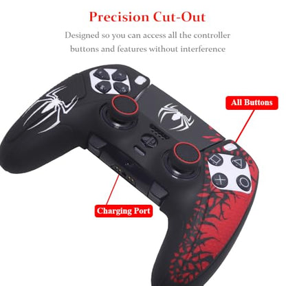 Anti-Slip Silicone Skin for Playstation 5 PS5 Edge Wireless Controller Protective Cover Case & Touch Pad Sticker Thumb Grip Caps for DualSense Edge Controller