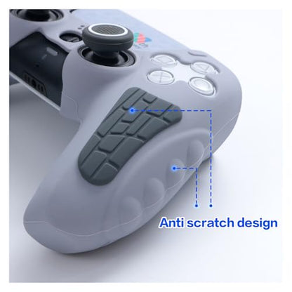 ECHZOVE PS5 Controller Cover Case – 30th Anniversary Limited Edition Protective Silicone Skin for PlayStation 5 Controller, Anti-Slip, Sweat-Resistant, Shockproof Grip Case (Light Grey) - color: light grey
