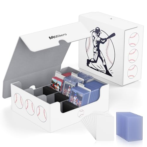 Mlikero Baseball Card Storage Box, Trading Card Storage Box Oversized Fits Toploaders, Magnetic Closure Sports Card Case for Baseball Cards (Holds 500+ Toploaders) - color: A5-Baseball Print, size: A-3 Row XL