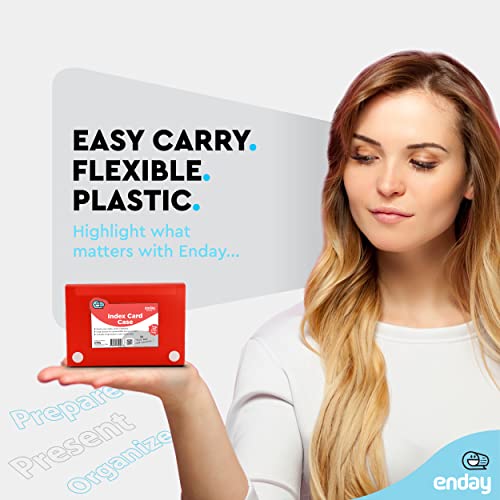 Enday Index Card Holder 3x5, Red Index Card Case with 5 Tab Dividers, Index Card Organizer, Flash Card Holder, Holds 100 Cards, 4 Pack - color: RED, size: 4