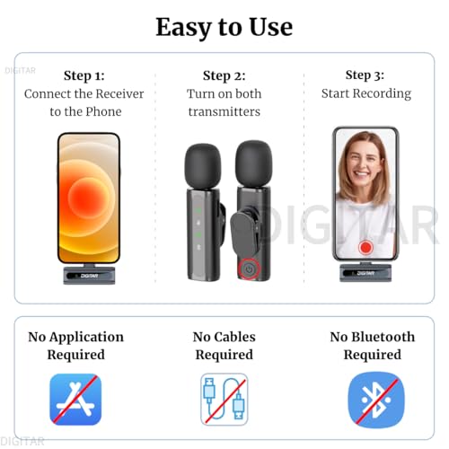 Wireless Lavalier Microphone for PC/iPhone/Android/iPad, Clip-on Mics for Audio Video Recording, Bluetooth USB Lavalier Lapel Microphones for YouTube TikTok Vlogging Singing Content Creator