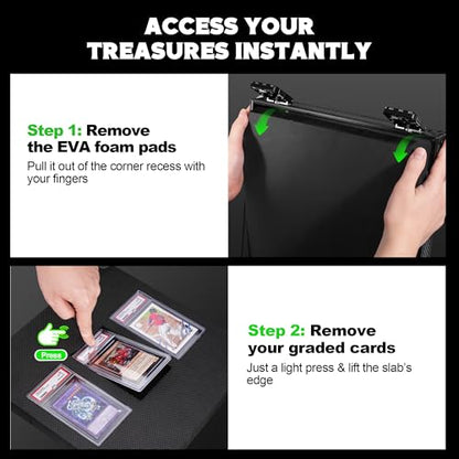 Kabinka Graded Card Case, Aluminum Alloy Graded Card Storage Box | Holds 140 Card Slabs, Sports Trading Card Case with TSA Combination Lock, Fits PSA/CSG/CGC/SGC/BGS, Carbon Fibre - color: Carbon Fibre
