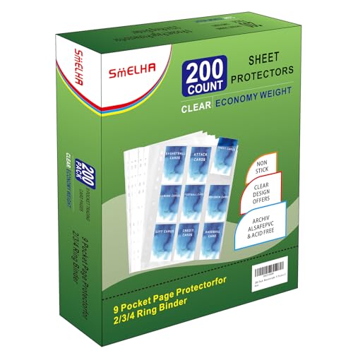 9 Pocket Page Protector, 200 Pack Trading Card Sleeves for Skylanders, MTG, Coupon, Game, Football Cards - size: 200