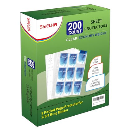 9 Pocket Page Protector, 200 Pack Trading Card Sleeves for Skylanders, MTG, Coupon, Game, Football Cards - size: 200