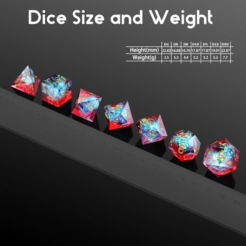 Shiny D&D Dice,DNDND Handmade Double Layers Sharp Edge Die with Gift Case for D&D Dungeons and Dragon Games (Red and Blue) - color: Red and Blue
