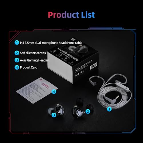 KZ Axas in Ear Monitor | Noise Isolating Gaming IEMs with Mic, Low-Distortion Audio, FPS Co-Tuned, Detachable Cable Ear Buds(Black 3.5mm with MIC) - color: Black, style: 3.5 mm with Mic