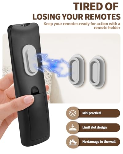 6 Pack Magnetic Remote Control Holder – Upgraded Silicone Magnetic Wall Mount for TV, Fan & Air Conditioner Remotes – Self-Adhesive, No-Drill Remote Control Holder Wall Mount - color: Grey