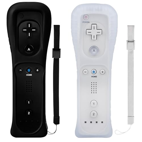 TechKen 2 Pack Wii Remote Controller with Silicone Case and Wrist Strap for Wii U - color: Black&White