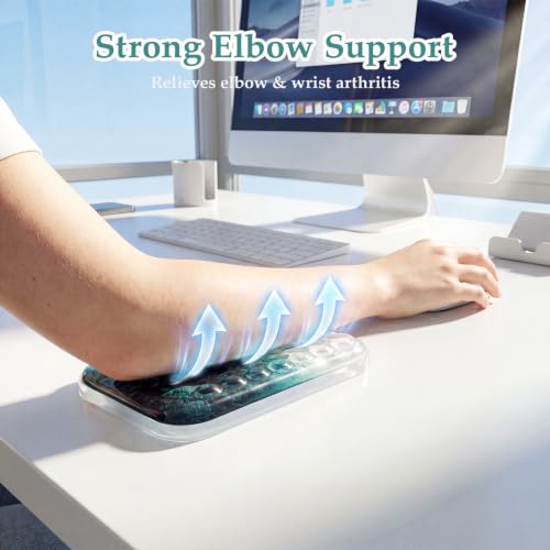 Ospelelf Elbow Wrist Rest Pad for Desk, Gel Arm Rest Pad Support for Laptop | Ergonomic Support for Typing & Mouse, Cool-touch, Lightweight, 6.29" × 4.33" × 0.98", Home Office Computer Use - style: Forest