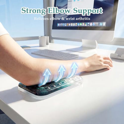 Ospelelf Elbow Wrist Rest Pad for Desk, Gel Arm Rest Pad Support for Laptop | Ergonomic Support for Typing & Mouse, Cool-touch, Lightweight, 6.29" × 4.33" × 0.98", Home Office Computer Use - style: Forest