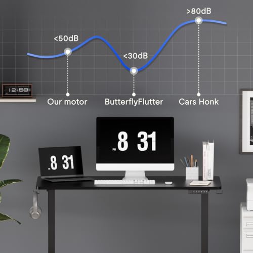 FLEXISPOT Standing Desk Electric Height Adjustable Desk with 55 x 24 Inches Splice Board, Ergonomic Memory Controller, Black Top + Black Frame - color: Black, size: 55"x24"