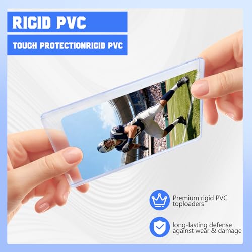 DEDC 20 Top Loader Thick Card Load Holder Storage for Trading Cards Sports Sleeves Hard Plastic 100 Point Protective 3" x 4"Toploaders Rigid Memorabilia Collectibles - size: 100pt