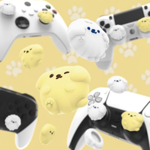 PlayVital Cute Thumb Grip Caps for ps5, Edge, ps4 Controller, Silicone Analog Stick Cover for Xbox Series X/S, Elite Series 2 Controller, Thumb Caps for Switch 2 Pro Controller - Fluffy & Winky Pups - color: Fluffy & Winky Pups