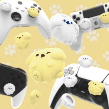 PlayVital Cute Thumb Grip Caps for ps5, Edge, ps4 Controller, Silicone Analog Stick Cover for Xbox Series X/S, Elite Series 2 Controller, Thumb Caps for Switch 2 Pro Controller - Fluffy & Winky Pups - color: Fluffy & Winky Pups