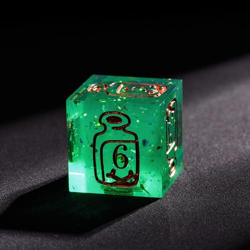 Cusdie 7-Die Sharp Edges DND Dice Set, Ranger Pattern Polyhedral D&D Dice Set for DND TTRPG Role Playing Games(Green w/Rose Gold Ranger Pattern) - color: Green W/Rose Gold Ranger Pattern