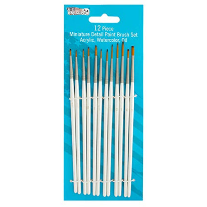 U.S. Art Supply Miniature Detail Paint Brush Set - 12 Miniature Brushes for Art Painting - Acrylic, Watercolor, Oil - style: 12-Piece