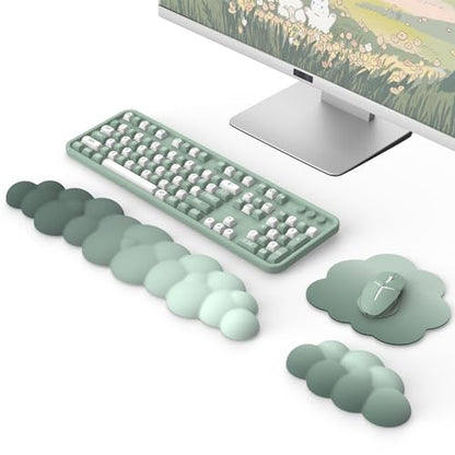 MoKo Cloud Wrist Rest for Keyboard and Mouse with Mouse Pad, Green | Ergonomic Cloud Arm Keyboard Wrist Rest with Mouse Rest Wrist Pad, Durable Polyester, For Office, Gaming, Computer, Laptop - color: Gradient Green