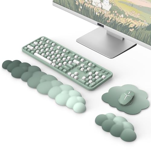 MoKo Cloud Wrist Rest for Keyboard and Mouse with Mouse Pad, Green | Ergonomic Cloud Arm Keyboard Wrist Rest with Mouse Rest Wrist Pad, Durable Polyester, For Office, Gaming, Computer, Laptop - color: Gradient Green