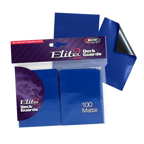 BCW Elite2 Matte Card Sleeves – Blue | Anti-Glare Front | Textured Back | Fits Standard 2.5" x 3.5" Cards - 100 Pack - color: Blue