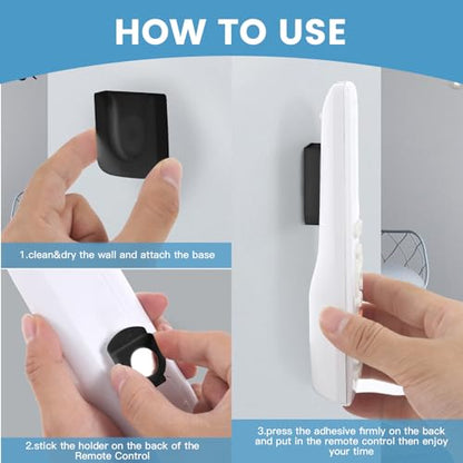 Remote Control Holder Wall Mount 5 Pack Magnetic Control Organizer Containers for TV Air Conditioning Remote Control Wall Hook Holder with Self Adhesive for Home Office School (Black)
