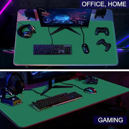Large Gaming Mouse Pad, XXL Extended Computer Keyboard Mouse Mat with Stitched Edges, 31.5" x 15.7" Non-Slip Waterproof Rubber Base Office Big Long Mousepad for Work, Game, Office, Home, Green - color: Green