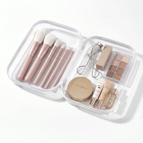Clear Hard Shell Organizer Cases, 2 Pack | Durable PET shell with water-resistant, scratch-resistant surface for travel, toiletries, electronics and daily essentials - color: White