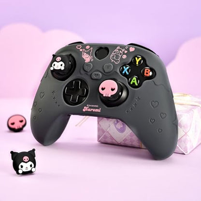 Kuitmor Controller Cover Skin for Xbox Series X/S,Soft Silicone Anti-Slip Protective Cover Skin Case Compatible with Xbox Controller with 2 Thumb Grip Caps and 1 Sticker (Black Kuromi) - color: Black Kuromi