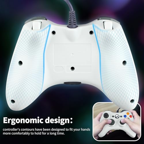 OSTENT Wired USB Controller Gamepad Joystick for Microsoft Xbox 360 Console Windows PC Laptop Computer Video Game Color White - color: White