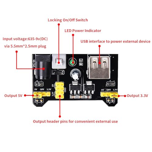 REXQualis Electronics Basic Kit w/Power Supply Module, Breadboard, Jumper Wire, LED,Resistor, comes with more than 300pcs sensors and components for fun and simple electronic projects.