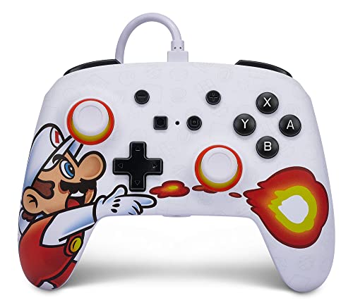 PowerA Enhanced Wired Controller for Nintendo Switch - Fireball Mario, Gamepad, game controller, wired controller, officially licensed - color: Fireball Mario