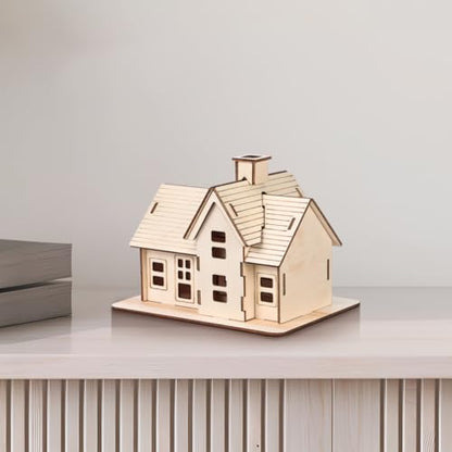 1 Set 3D Wooden Puzzles House Model Building Kit, DIY Wood Cabin Kit for Adults to Build, Creative 3D Tiny Home Model House Jigsaw Puzzles Toys for Kids and Adults