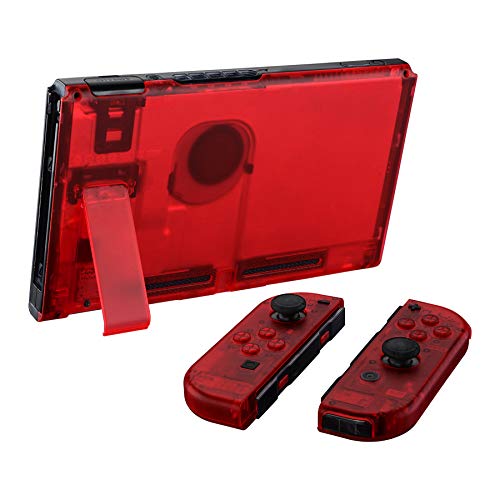eXtremeRate DIY Replacement Shell Buttons for Nintendo Switch, Back Plate for Switch Console, Housing with Full Set Buttons for Joycon Handheld Controller - Clear Red [No Electronics Parts] - color: Clear Red