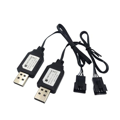 SM-4P USB Charger Cable Replacement for RC Car, RC Boat 7.4V Charger Plug, USB Charging Cable - 2Pack