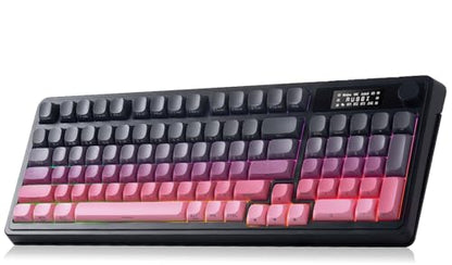 AULA S99 Pro Keyboard, Wireless Keyboards with Media Knob Custom RGB Backlit, 3-Modes BT/2.4G/USB-C Membrane Gaming Creamy Keyboard for Windows/MAC/PC Gamer - Black Pink - color: Black Pink