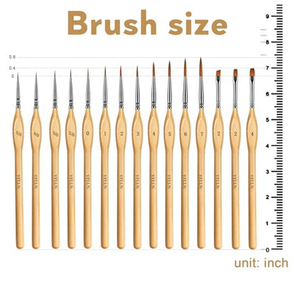 Miniature Paint Brushes, 15PCS Model Brushes Detail Paint Brush Set, Fine Detailing for Watercolor, Oil, Face, Acrylic, Nail, Line Drawing, Scale Model Painting - size: 15PCS