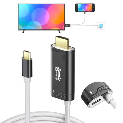 JEMDO Switch 2 Dock HDMI Cable,4K@144Hz 48Gbps,USB C to HDMI 2.1,100W PD Play While Charging,6.6 ft,Portable Travel TV Adapter Compatible with Nintendo Switch 2(Only Below V21.0.0)/2017/OLED - color: Black, style: 144