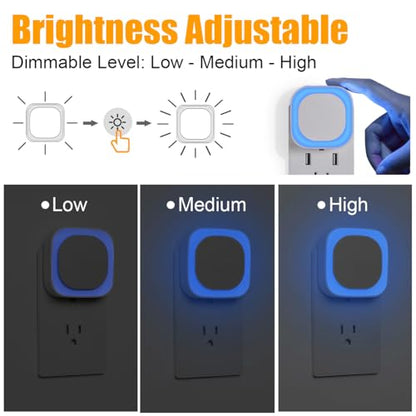 2 Pack Azure Night Light, Crisp Modern Glow with Dimmable Soft Light & Indirect Reflection, Auto Dusk to Dawn Sensor, Plug in LED Nightlight for Bathroom,Toilet, Kitchen Counter, Modern Decor | Auto Dusk to Dawn Sensor, Crisp Modern Light, LED Nightlight