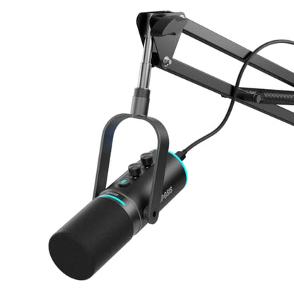 PUPGSIS XLR/USB Podcast Microphone, Gaming Mic with Mute Button, Reverb Effects, Noise Cancellation, Boom Arm Stand, Headphones Jack, Dynamic Microphone for Streaming/Recording/Gaming/Vocal-Black - size: With Boom Arm