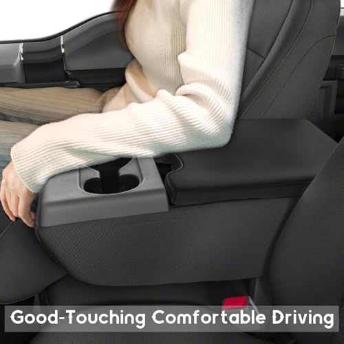 ramuel Center Console Armrest Cover for Ford F150 2015-2025 | for F250 F350 F450 F550 2017-2025 40/20/40 Jump Seat Console,Anti-Scratch ， Non-Slip ，PU Leather ，Easy Install - size: for F150 14th Gen Jump Seat Console
