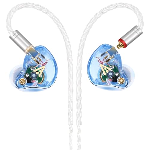 Vibes 202 Wired Earbuds - HiFi in Ear Monitor Headphones – Professional Noise Isolating Ear Buds - Clear Sound, Deep Bass & Comfort-Fit IEM Earphones - MMCX to 3.5mm, Silver Plated Cord, Carrying Case - color: 8-Light Blue, style: 1) 3.5mm