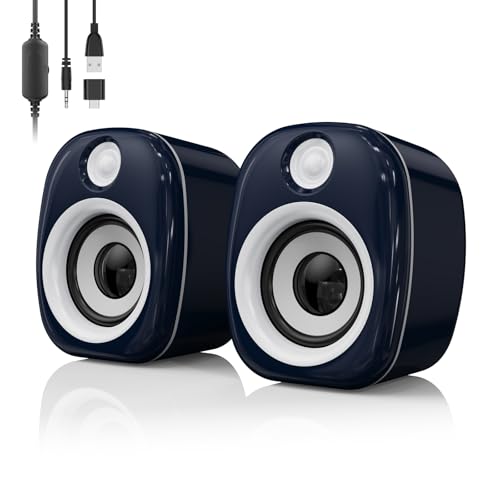 USB Speakers,Computer Speakers for Desktop PC,Desktop Gaming Speakers,Small Computer Speakers USB Powered 3.5mm Aux Speaker for PC,Laptop,Tablet,Monitor,Phone, Blue