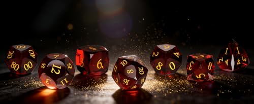 Crystal Amethyst Polyhedral Dice Set for DND (7-Piece) - Hand-Polished Gemstone Gaming Dice for Dungeons and Dragons & Tabletop RPGs, with Gift Case - color: Sj-003
