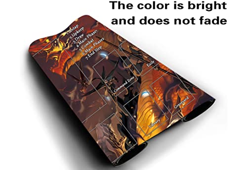 MTG Playmat, Game Play Mat for MTG TCG 24 x 14 inches Trading Card Inked Game Playmats with Storage Bag Smooth Rubber Surface Battle - color: Battle Dragon With Zones