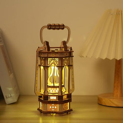 Wooden Luminous Lantern 3D DIY Puzzle | Christmas Gift, For Adults, Building Model Kit - style: Luminous Lantern
