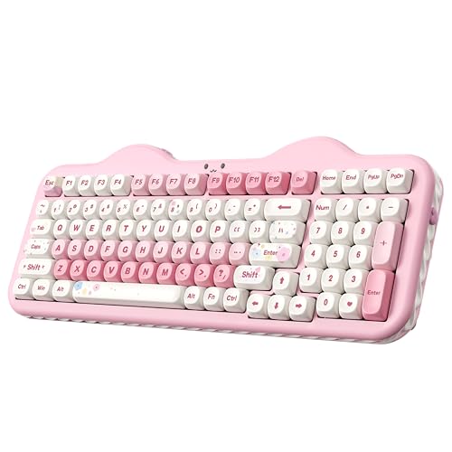 YUNZII C98 Wireless Mechanical Keyboard with Number Pad,99 Key BT5.0/2.4G/USB-C Hot Swap Gasket Mount with PBT MOA Keycaps,Custom RGB,Cute Cake Keyboard for Win/Mac (Pink, Candy Linear Switch) - color: Pink, size: Candy Linear Switch
