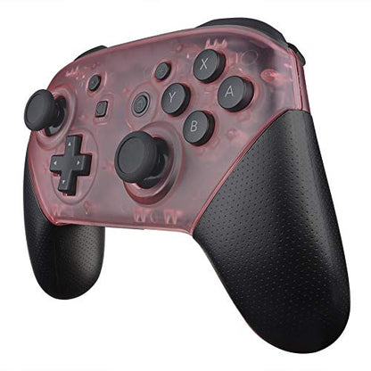 eXtremeRate Cherry Pink Faceplate and Backplate for Nintendo Switch Pro Controller, DIY Replacement Shell Housing Case for Nintendo Switch Pro - Controller NOT Included - color: Clear Cherry Pink