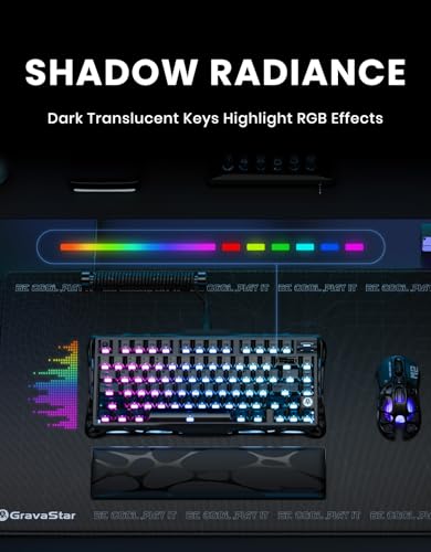 GravaStar Mercury K1 75% Wireless Gaming Keyboard, Aluminum Alloy Mechanical Keyboard with Knob, Hot Swappable, Linear Switches, Transparent Keycaps, RGB Backlit, 2.4GHz/BT5.0/USB【Stealth Black】 - color: Stealth Black