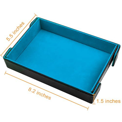 SIQUK Magnetic Folding Dice Tray Rectangle Dice Rolling Tray PU Leather Trays Foldable Holder Rolling Mat Storage Box for D&D RPG Games, Sky Blue - color: Sky Blue